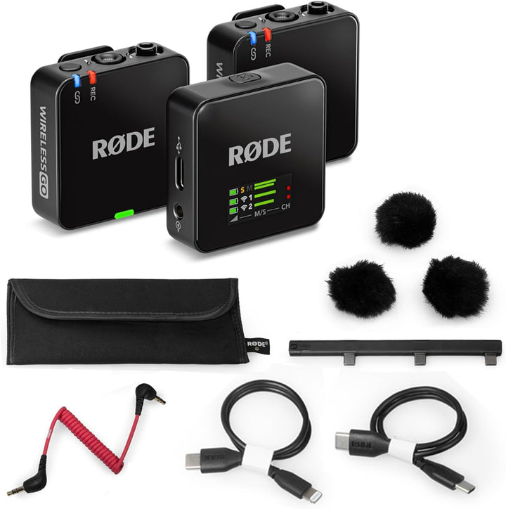 Rode Wireless GO Gen 3 Drahtloses 2-Kanal Mikrofon-Funksystem mit 2X Lavalier GO Mikrofon und 2X kee