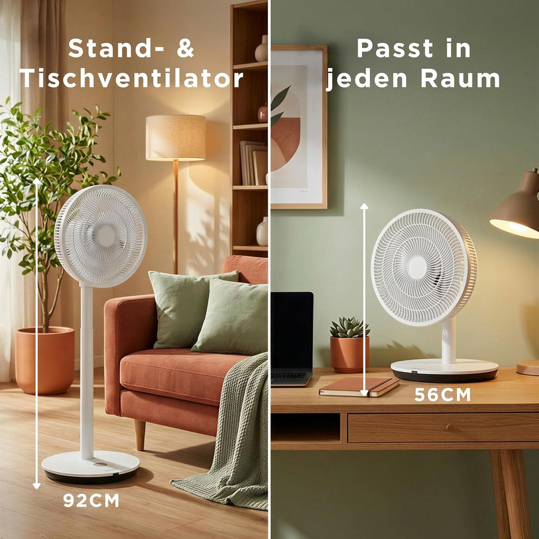 Faltbarer Ventilator mit Fernbedienung, Höhenverstellbar 11,35 bis 100 cm, Leiser Tischventilator mi