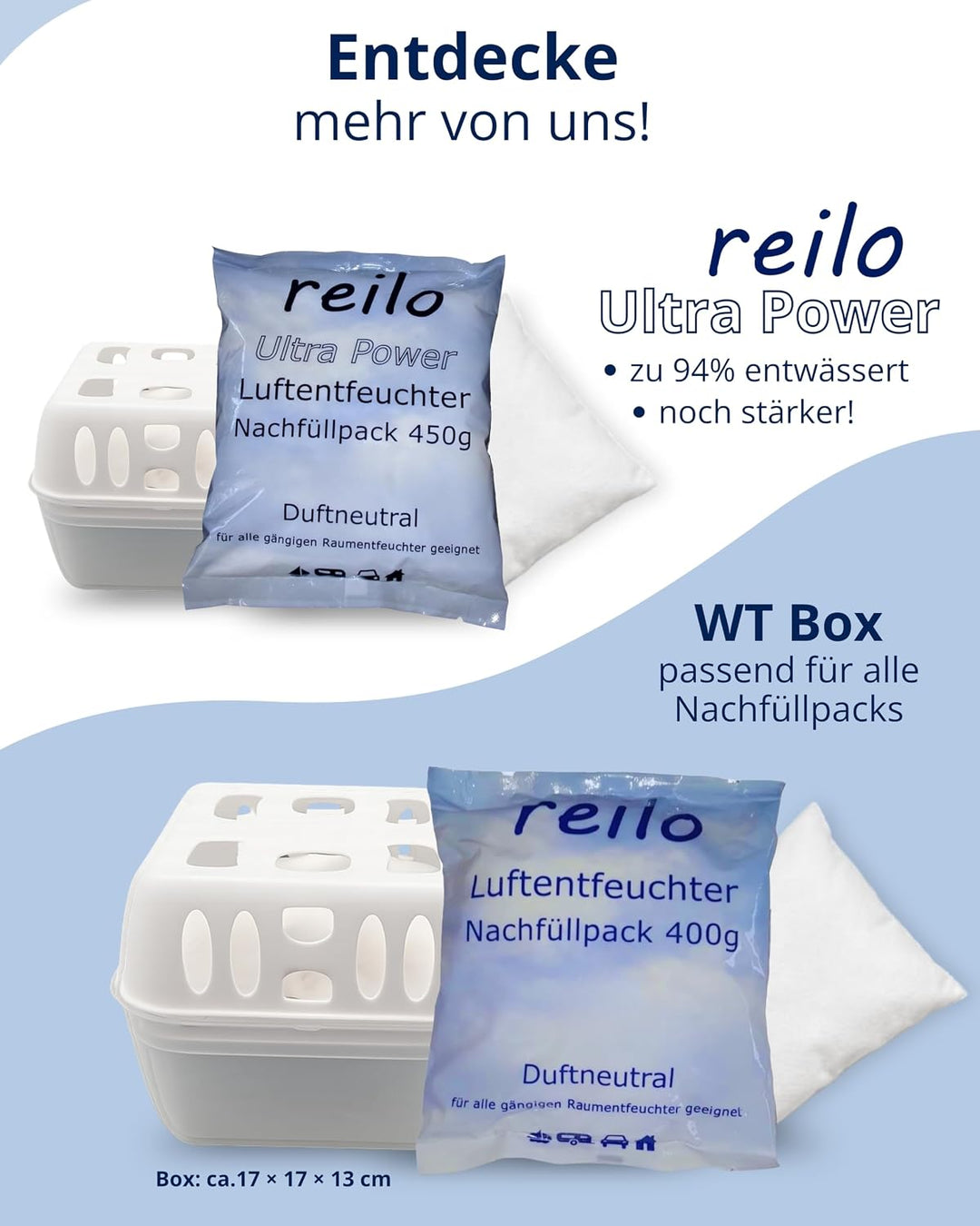 24x 400g reilo Raum- Luftentfeuchter Granulat im Vliesbeutel - Nachfüllpack, 24