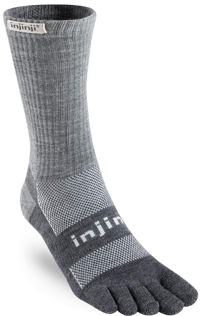 Injinji 2.0 Outdoor nuwool Midweight Crew Socken L Charcoal & Black, L Charcoal & Black