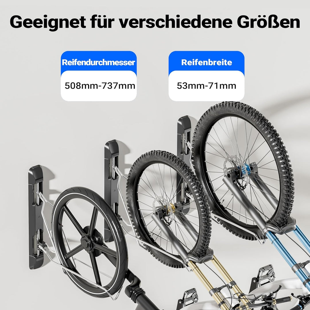 Wiltec Fahrrad Wandhalterung 11,8 x 63,8 x 58,3 cm bis 35 kg, Universal Fahrradhalterung höhenverste