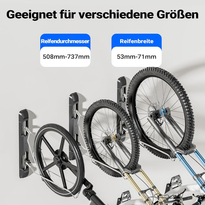 Wiltec Fahrrad Wandhalterung 11,8 x 63,8 x 58,3 cm bis 35 kg, Universal Fahrradhalterung höhenverste