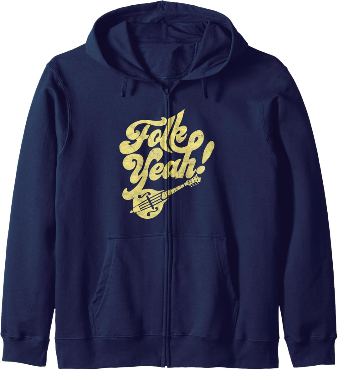 Folk Yeah! Funny Mandolin Typography Vintage Music Festival Kapuzenjacke