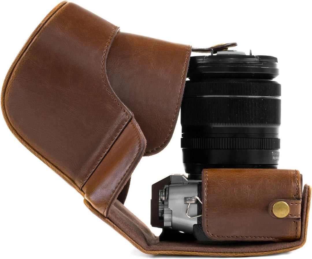 MegaGear MG577 Ever Ready Leder Kameratasche mit Trageriemen kompatibel mit Fujifilm X-T30, X-T20 (1