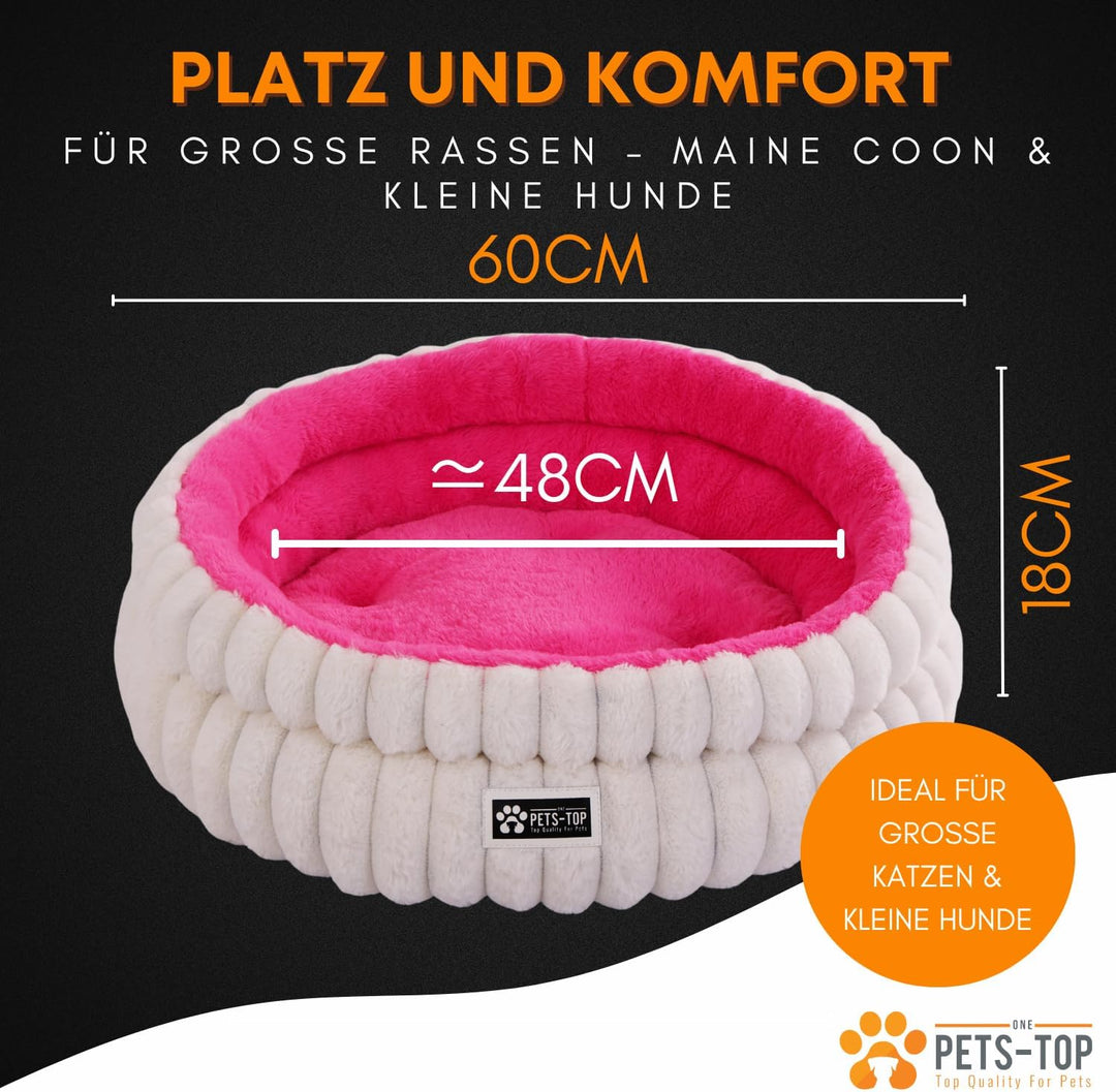 One PETS-TOP Katzenbett Flauschig – Katzenkissen Rund Weich – Cat Bed Waschbar – Schlafplatz für Kat