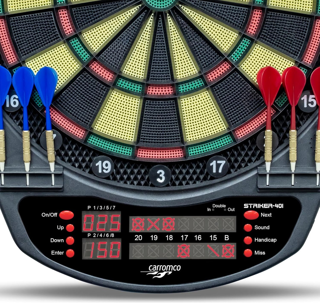 Carromco 92445 Dartboard STRIKER-401 - Elektronische Dartscheibe mit Pfeilen, Dart Set für 44204 Spi