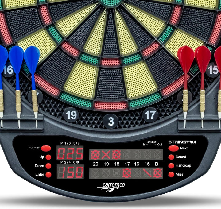 Carromco 92445 Dartboard STRIKER-401 - Elektronische Dartscheibe mit Pfeilen, Dart Set für 44204 Spi