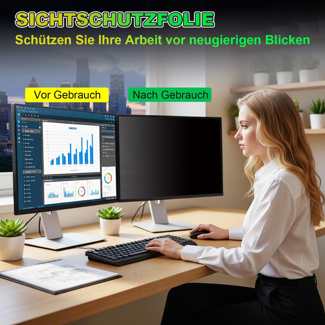 Magnetischer Sichtschutzfolie für 27 Zoll 16:9 Monitor | Blaulichtfilter &amp; Blendschutz, Abnehmbar Bl