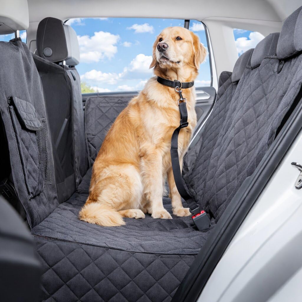 BigDean Autoschondecke Hund Rücksitz mit Sichtfenster & Seitenschutz | Wasserdichte Hundedecke Auto