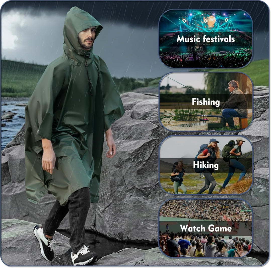 Regenponcho Wasserdicht Regencape mit Kapuze Multifunktionales Regenmantel Wiederverwendbar Regenkle