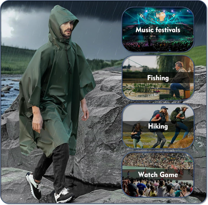 Regenponcho Wasserdicht Regencape mit Kapuze Multifunktionales Regenmantel Wiederverwendbar Regenkle