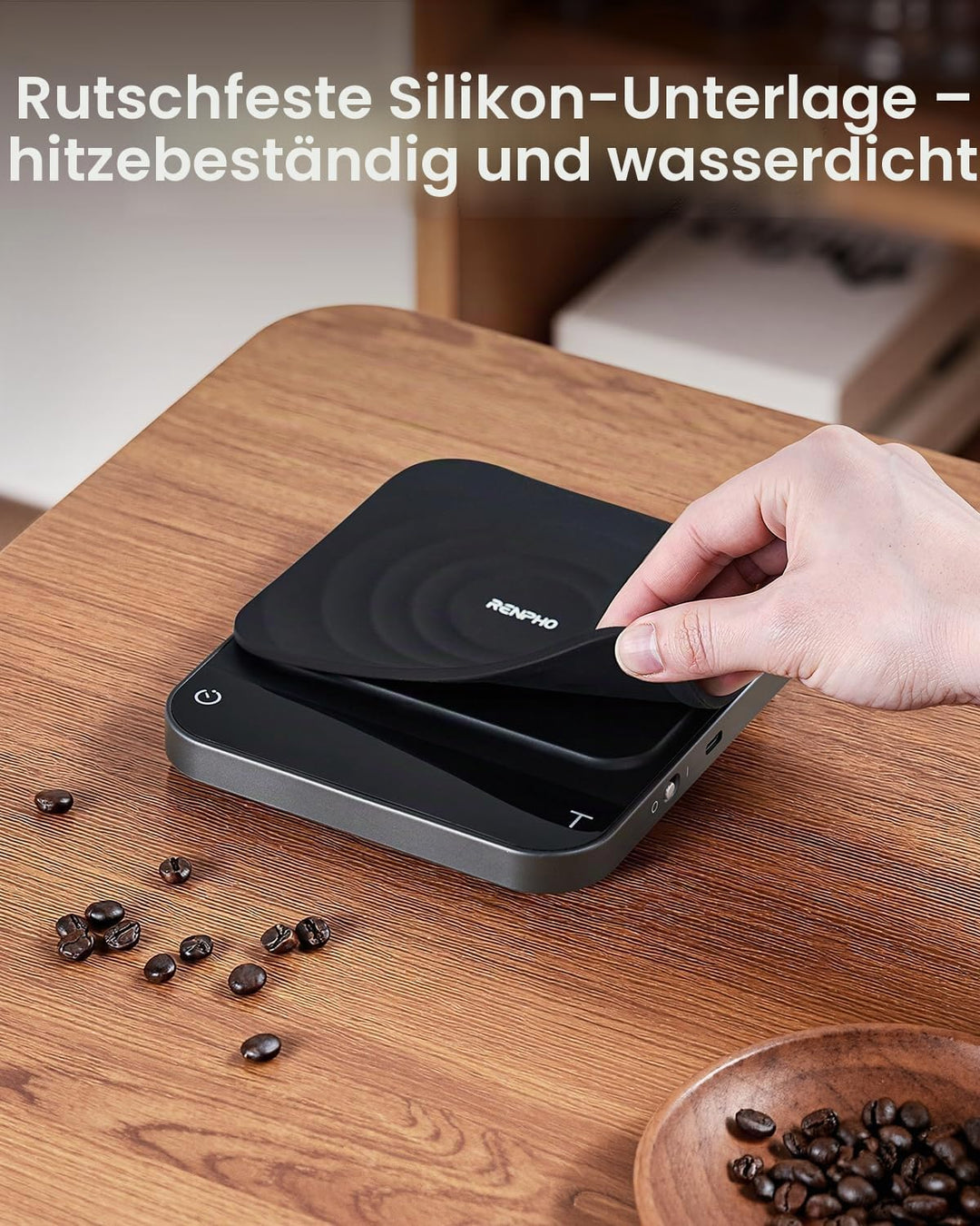 RENPHO Digitale Kaffeewaage mit Timer, Wiederaufladbare 0,1g/3kg Präzise Espressowaage mit Automatis