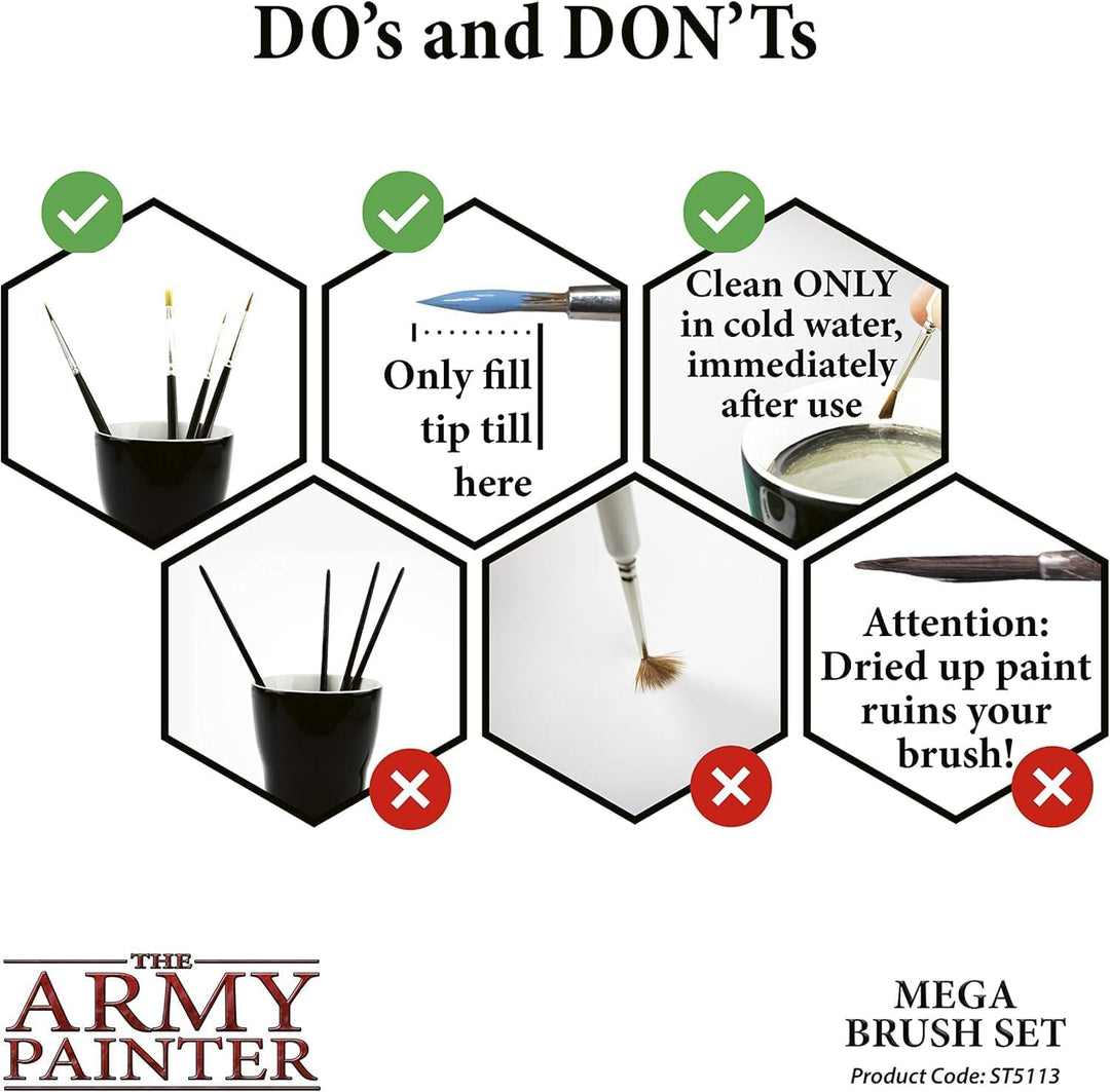 The Army Painter | Wargames Mega Pinselset | 10 Pinsel | Kolinsky-Rotmarder, Kunsthaar Pinsel | Grun
