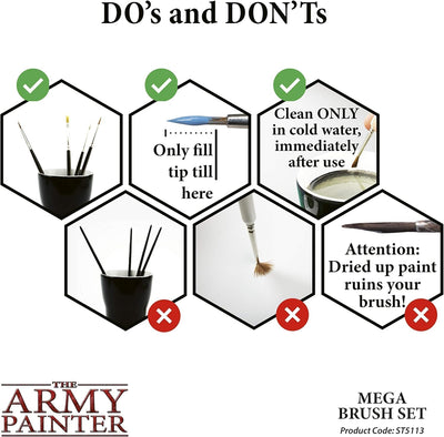 The Army Painter | Wargames Mega Pinselset | 10 Pinsel | Kolinsky-Rotmarder, Kunsthaar Pinsel | Grun