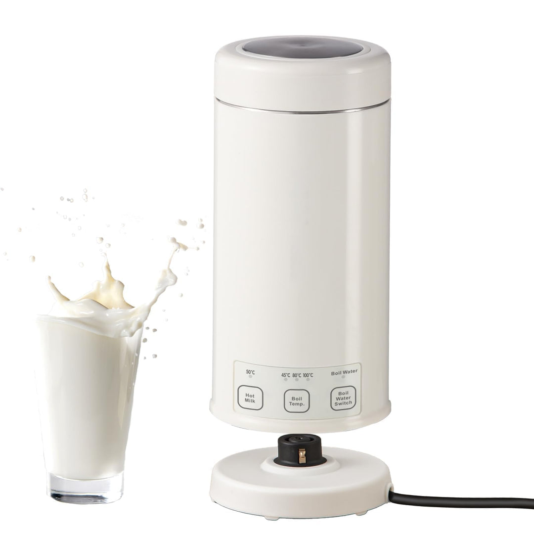 350ml Elektrischer Reisekaffeebecher mit 4-Temperaturstufen, 600W Tragbarer Milchwärmer & Thermosbec