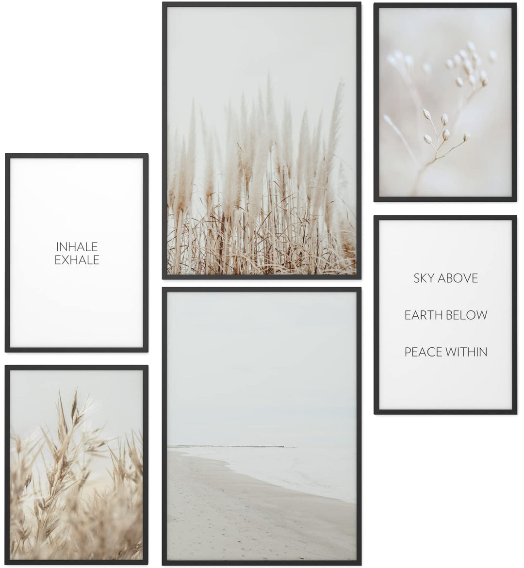Papierschmiede® XL Mood Poster Set Pampas White, Deko Bilder Wohnzimmer, 2x DIN A2 (ca. 59x42) und 4