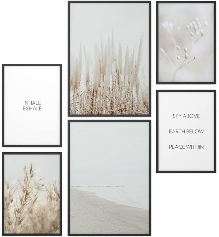 Papierschmiede® Mood Poster Set Pampas White, Deko Bilder Wohnzimmer, 2x DIN A3 (ca. 30x42) und 4x D