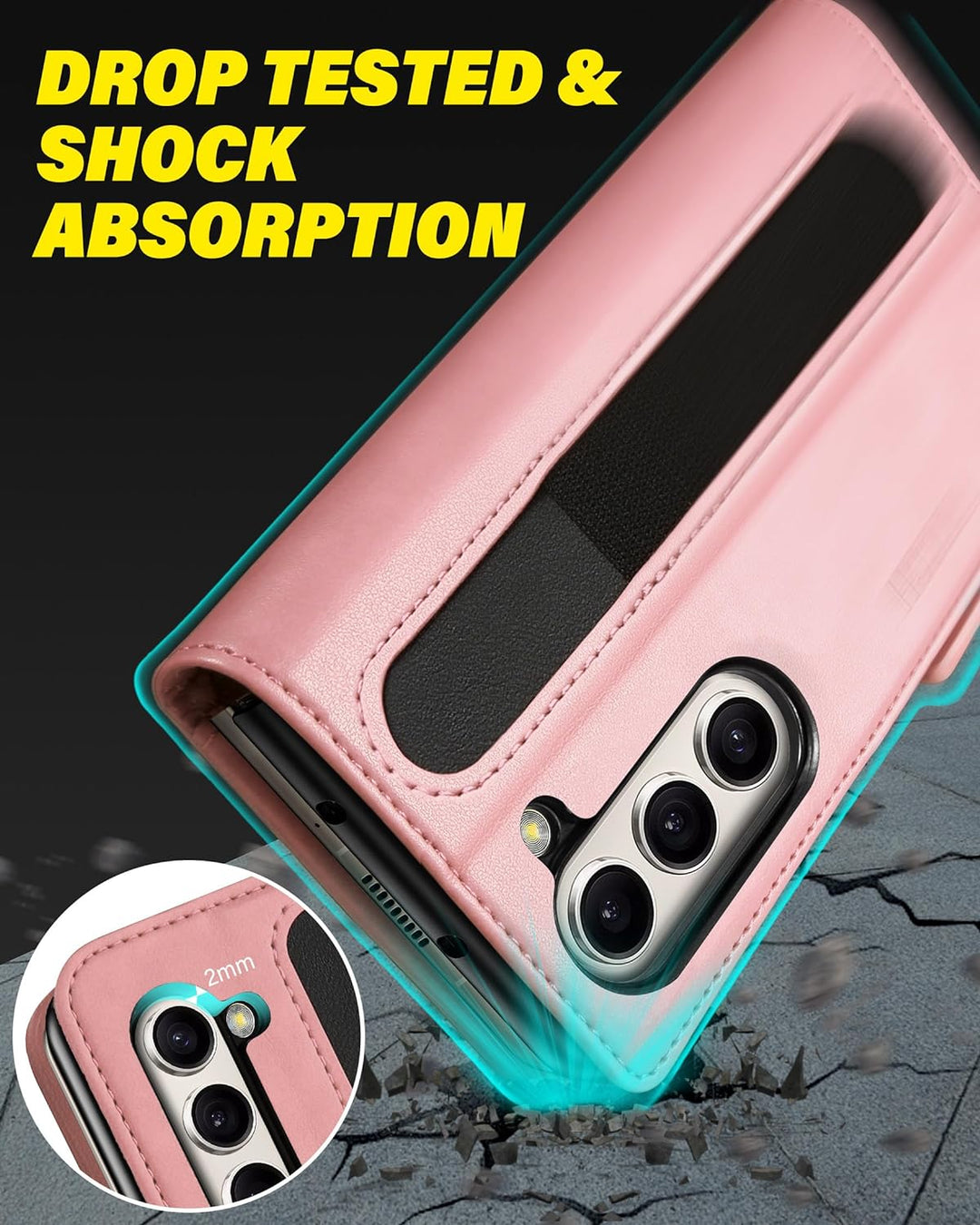 TUCCH Hülle für Galaxy Z Fold 5, Flip Case Magnetische Handyhülle mit S Pen Halter [RFID Blocker] [P