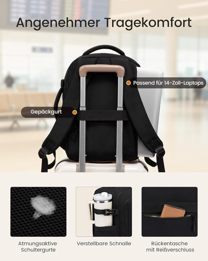 LOVEVOOK Ryanair Handgepäck 40x30x20, Rucksack Handgepäck Flugzeug Herren für 14 Zoll Laptop, 24L Kl