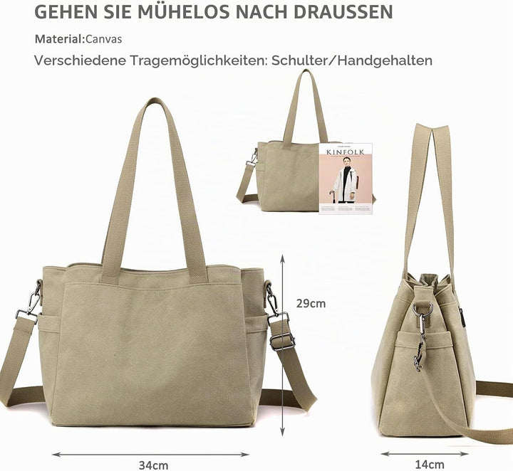 NICOLE &amp; DORIS Canvas Handtasche Damen Grosse Kapazität Tote Tasche Shopper Schultertasche Casual Um