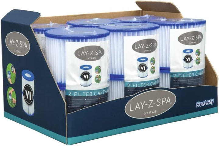 Bestway Filter Cartridge VI für Miami, Vegas, Monaco Lay-Z-Spa 58323- 6er Twin Pack 6 Twin