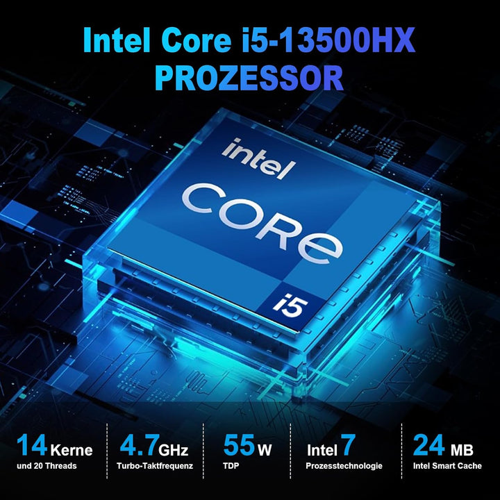 AWOW Mini PC Win-11 Pro Core i5-13500HX 14C 20T 2.5GHz up to 4.7GHz, Dual 16GB DDR4 3200MHz 512GB M.