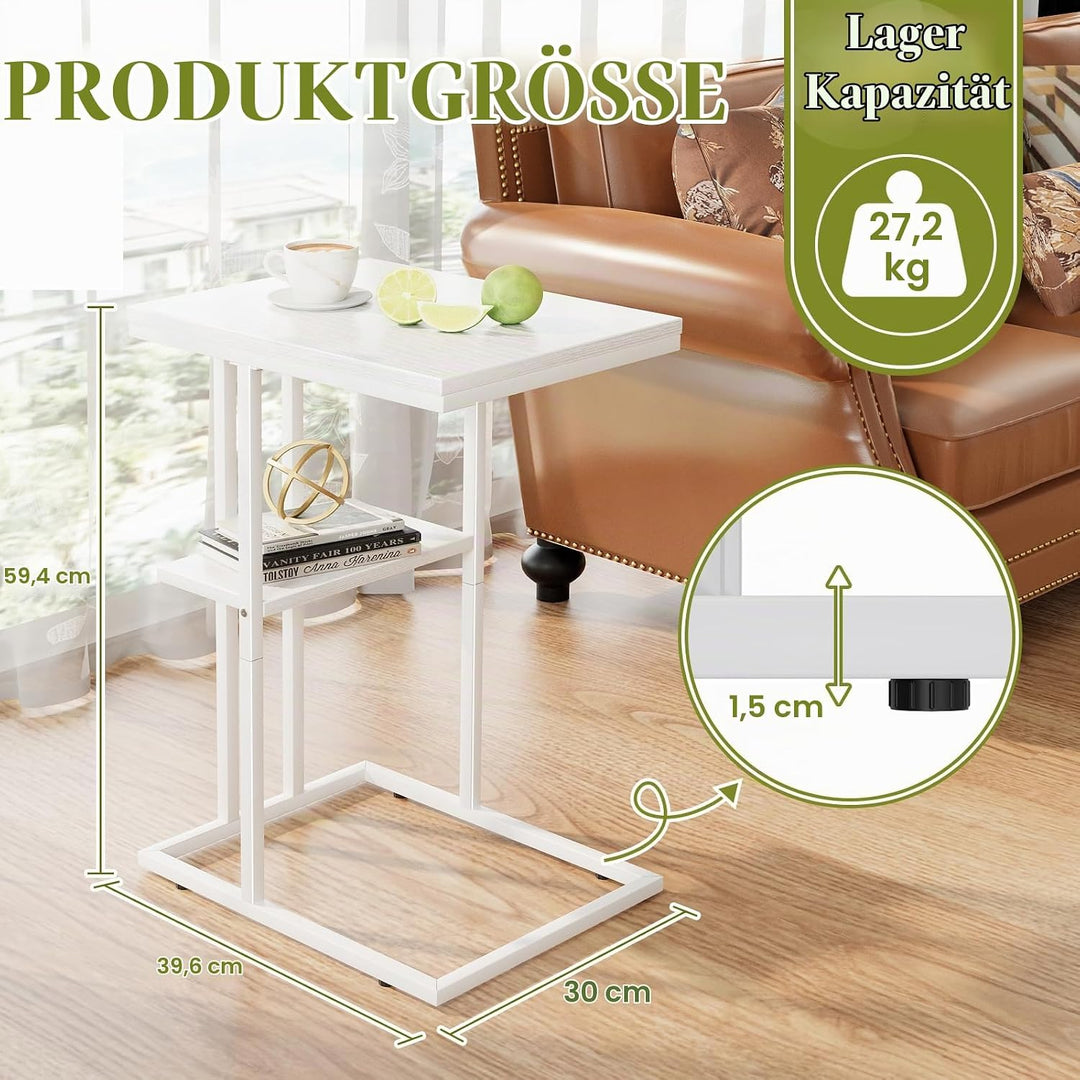 Beistelltisch C Form, Couch Beistelltisch, Kaffeetisch Kleiner Tisch, Sofa Tisch Beistelltisch Bett,