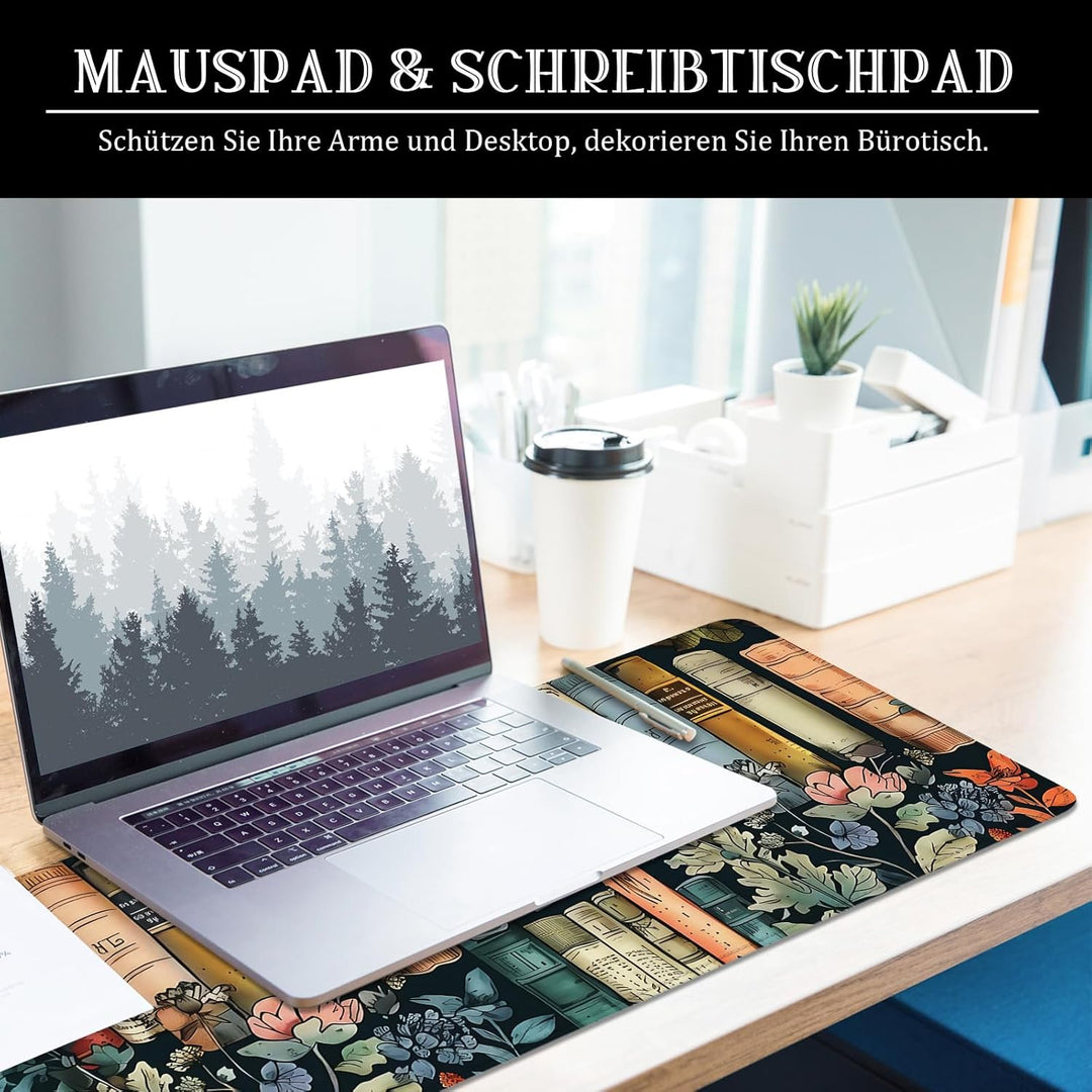 Blumen Mauspad Buch xl Gross Gaming Mousepad Retro Desk Pad Flower Desk Mat Book Bürozubehör Schreib