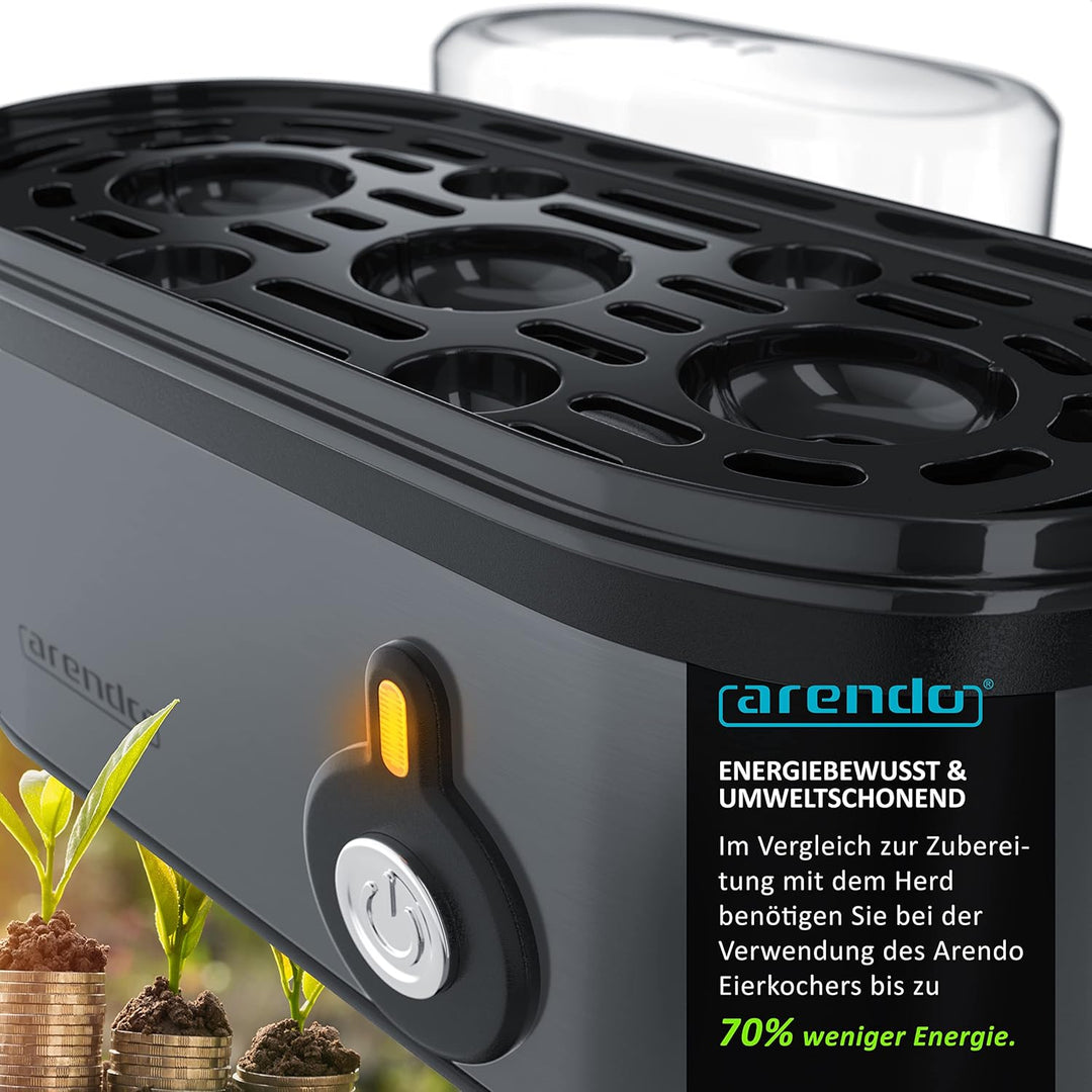 Arendo - Edelstahl Eierkocher Threecook - Egg Cooker - EIN AUS-Schalter - Wählbarer Härtegrad - 210