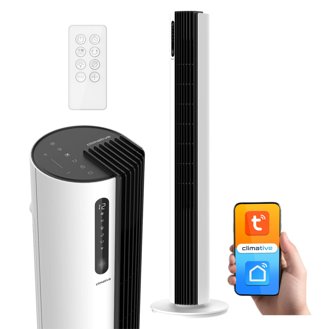 Turmventilator 110 cm PURE Plasma Ionisierung WiFi Tuya Smart Life, Energiesparender 30W DC-Motor, 1