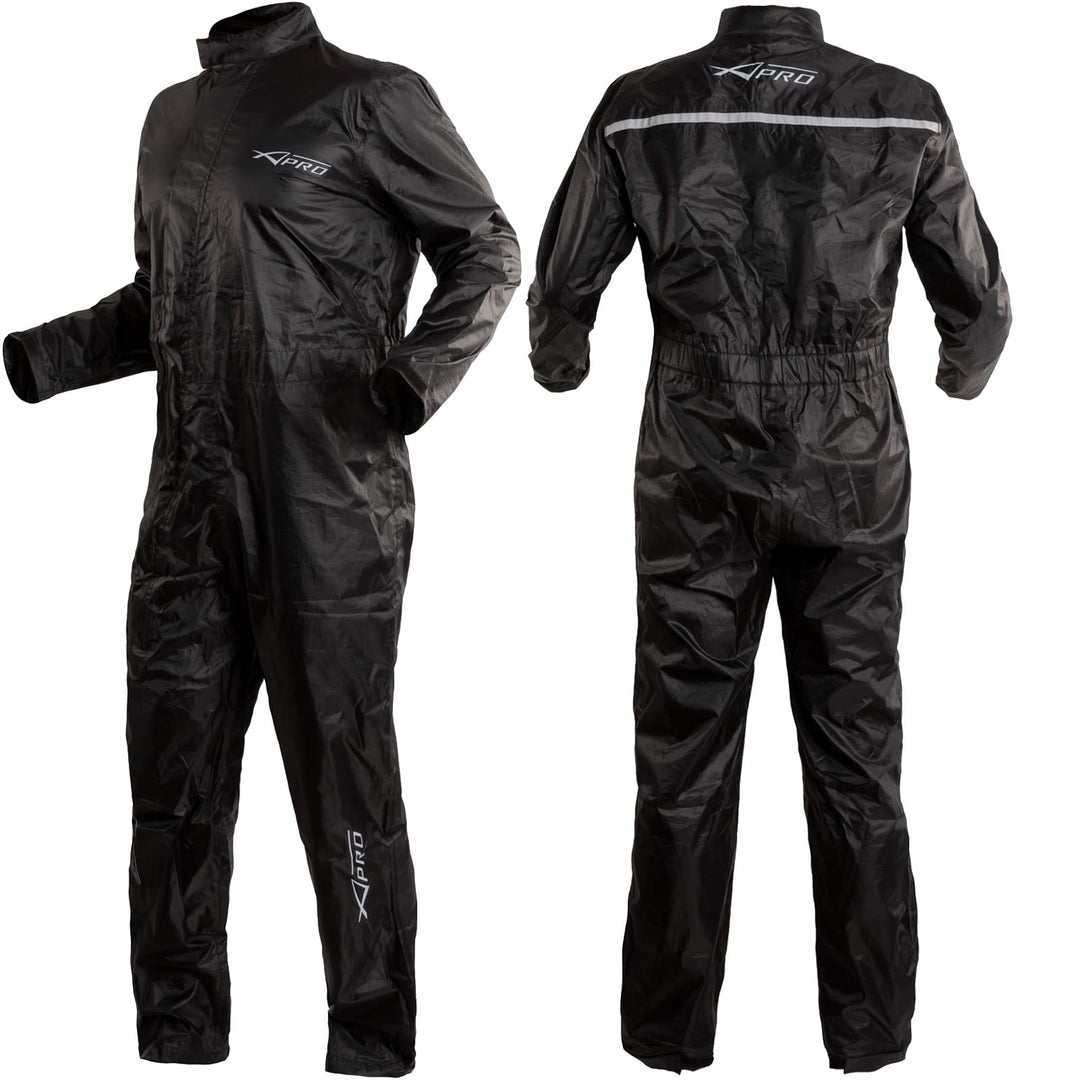 A-Pro Wasseranzung Regenanzug Wasserdicht Motorrad Hoehe Sichtbarkeit Schwarz S, Schwarz S