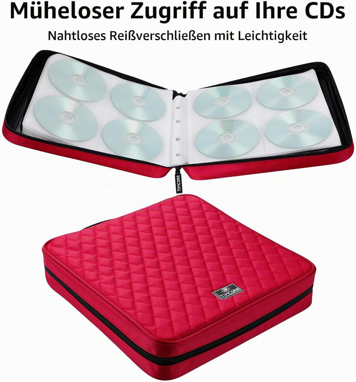 TIMCORR CD-Hülle, DVD-Halter, Aufbewahrung: 160 DVD-Hüllen, Organizer, tragbare Brieftaschen-Aufbewa