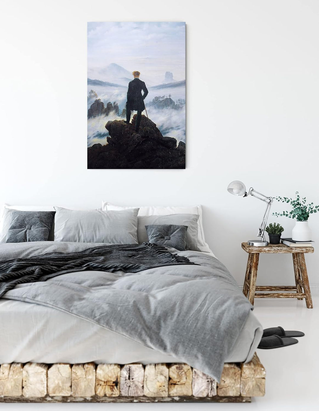 Caspar David Friedrich - Wanderer über dem Nebelmeer als Leinwandbild / Grösse: 100x70 cm / Wandbild