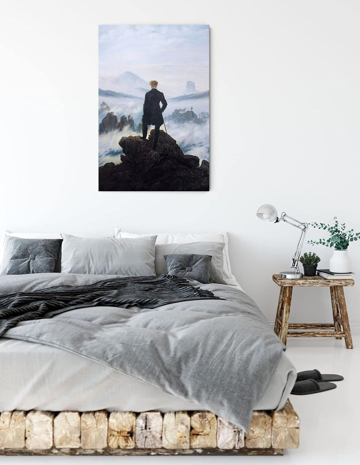 Caspar David Friedrich - Wanderer über dem Nebelmeer als Leinwandbild / Grösse: 100x70 cm / Wandbild