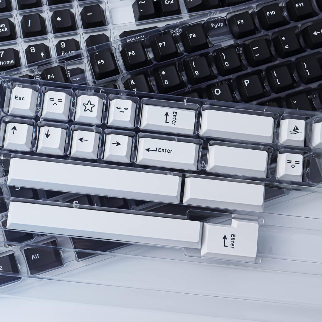 Hyekic Keycaps 173 Tasten Schwarze und Weisse Tastenkappen Double-Shot ABS Cherry Profil Custom Keyc