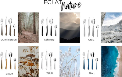 Amefa ECLAT Nature Besteckset, 24-teilig, Besteck Set für 6 Personen, braune Holz-Griffe, Spülmaschi