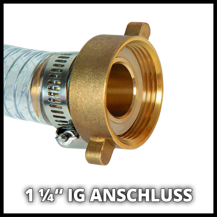 Original Einhell Saugschlauch 4 m (Pumpen-Zubehör, 4 m Länge, Messinganschluss 42 mm 1 1/4 Zoll IG,