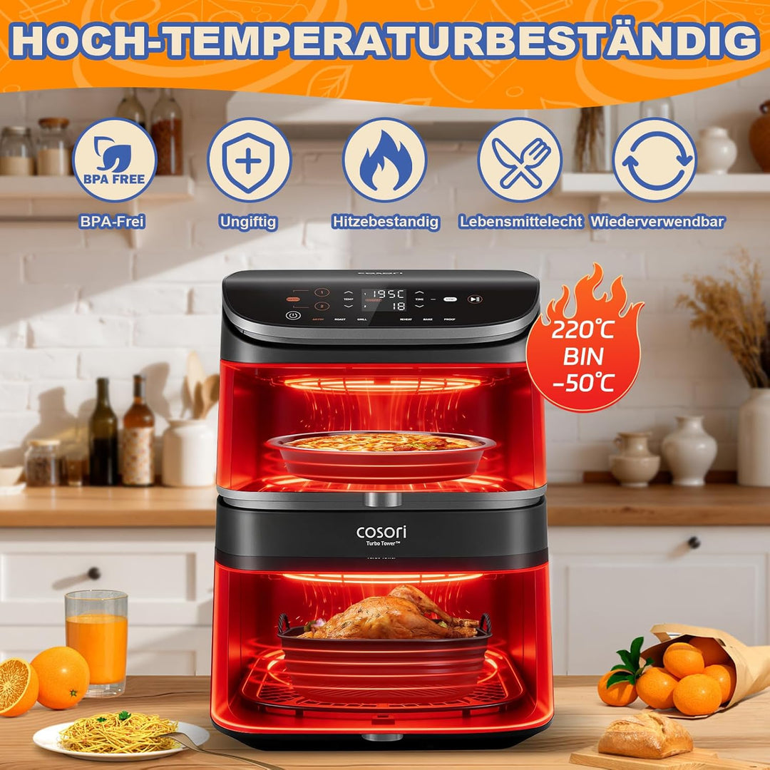 22CM Heissluftfritteuse Zubehör - Airfryer Zubehör für COSOR Turboblaze 5.5L / 6L / 6.2L Turbo Tower
