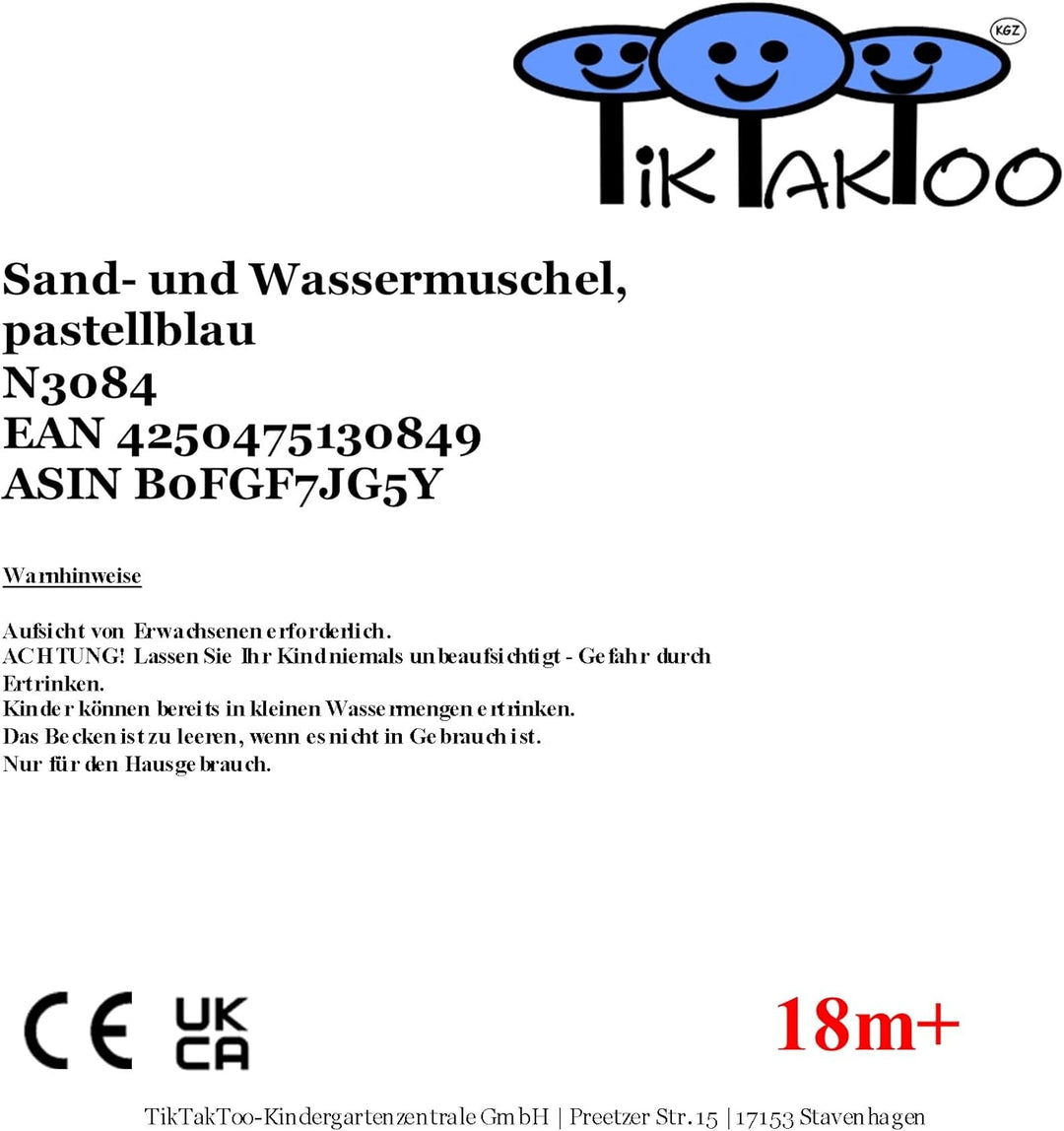 TikTakToo Sand & und Wassermuschel I Sandkasten ohne Abdeckung (1-teilig) (Pastell blau Sterne), Pas