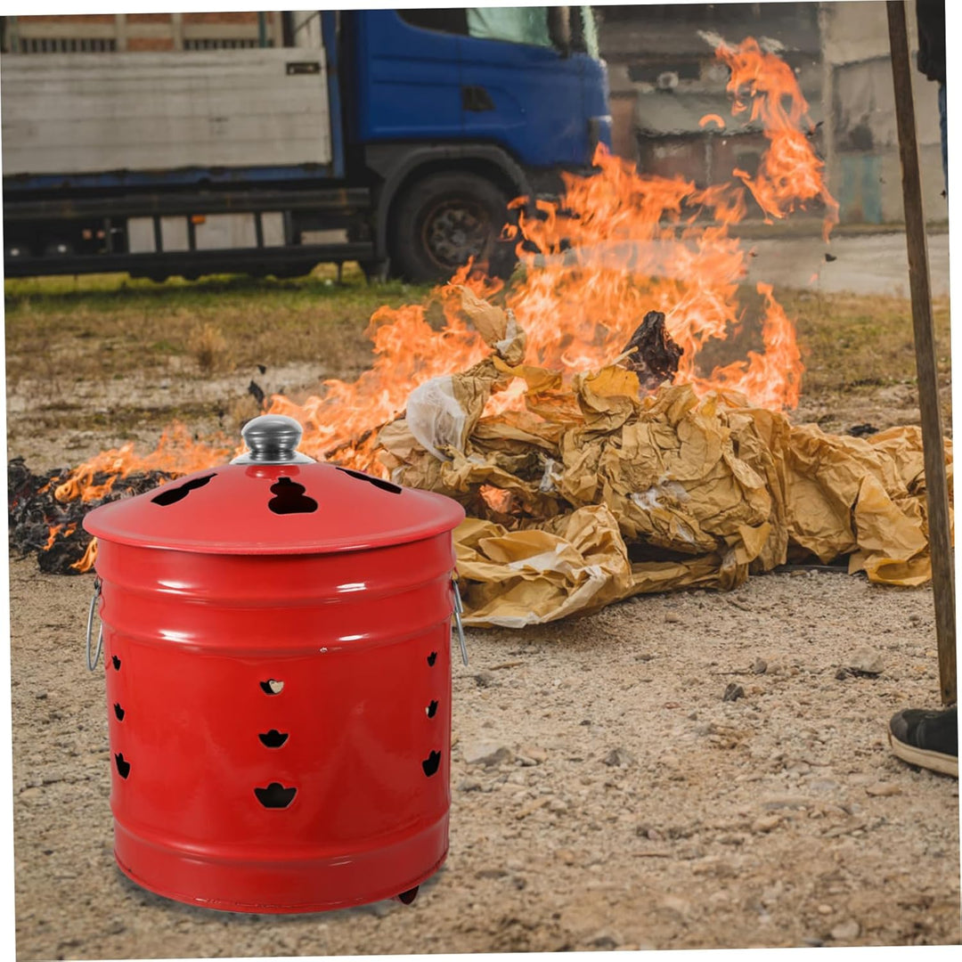 Cabilock Feuertonne Emaille Feuerkorb Verbrennungstonne Brennofen Feuerschale mit Deckel Metall Feue