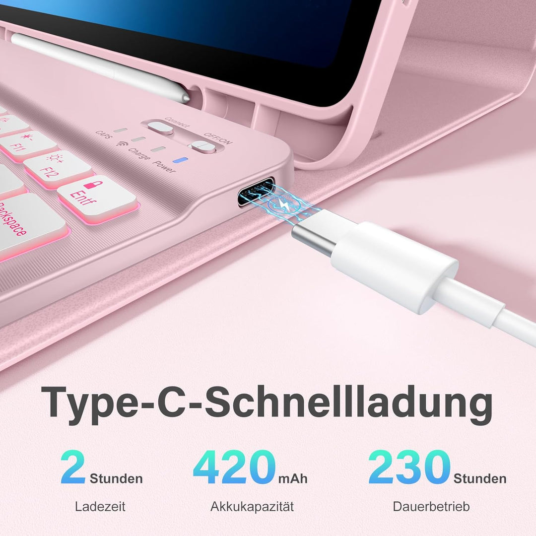 Vobafe Tastatur Hülle für Samsung Galaxy Tab S10 Lite/S10 FE/S9 FE 10.9 Zoll/Tab S9 11 Zoll, 7-Farbe