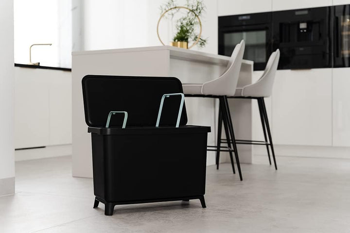 BirnePower Mülleimer 3er Set 3x 10L Müllbehälter Abfalleimer 30L Mülltrennsystem Müllsammler Set Ein