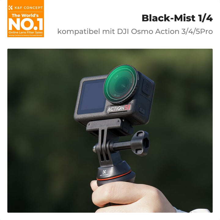 K&F Concept Black-Mist 1/4 Filter kompatibel mit DJI Osmo Action 5 PRO/Action 4 Black Diffusion 1/4,
