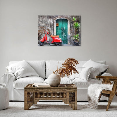 Bilder auf Leinwand Scooter transport italien retro Leinwandbild 70x50cm Wandbilder Dekoration Wohnz