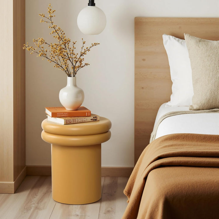 Hometopia Beistelltisch Holz, rund Ø35 cm x H40 cm in Gelb, Gelb