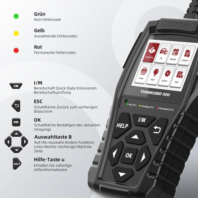thinkcar OBD2 Diagnosegerät, OBD500 Diagnosegerät Auto Grosse Grösse & Deutsch Unterstützen, Volle O