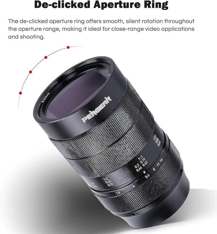 PERGEAR 60mm F2.8 II Ultra-Makro-Objektiv mit 2-facher Vergrösserung, kompatibel mit spiegellosen Vo