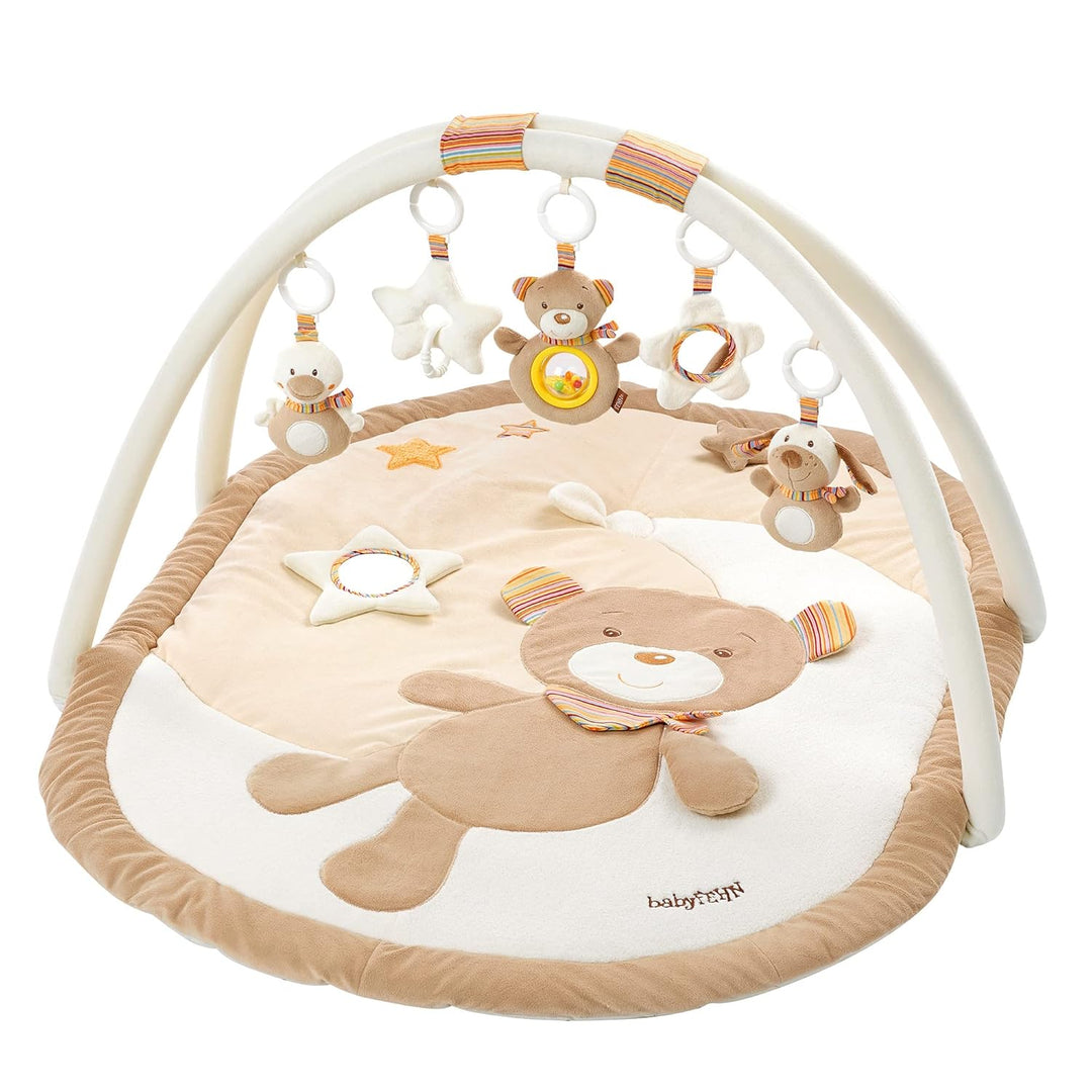 Fehn 160888 3-D-Activity-Decke Rainbow – Spielbogen mit 5 abnehmbaren Spielzeugen – Spiel & Spass vo