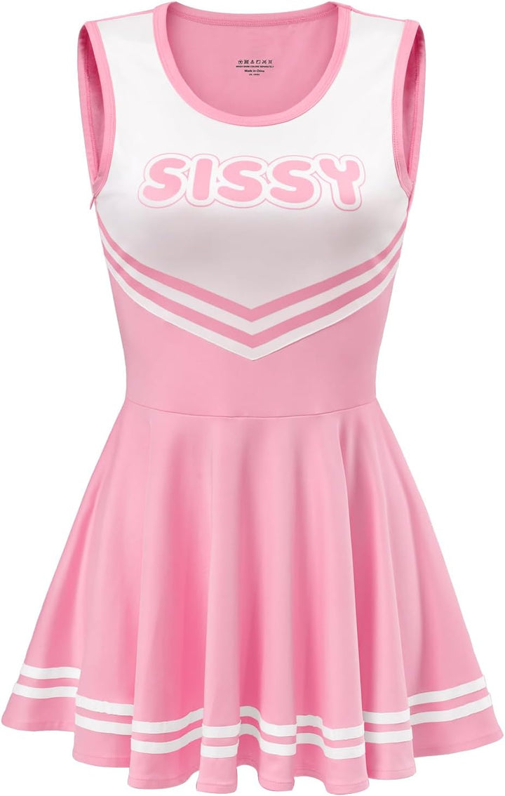 LittleForBig Damen Seidenweichen Ärmellose Overall Cheer Sissy Bodycon Mini Kleid Rock S Rosa, S Ros