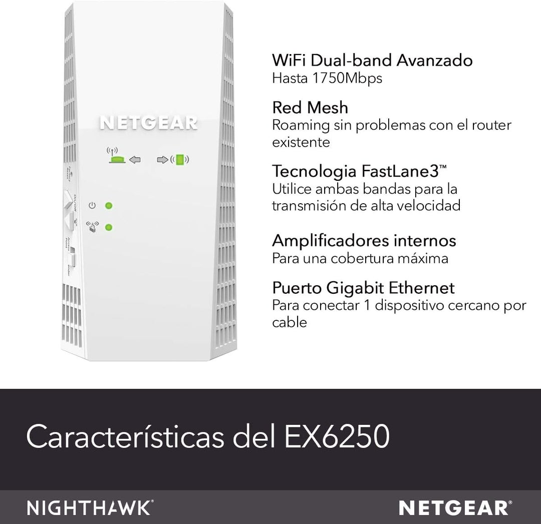 NETGEAR EX6250 Mesh WLAN Repeater (AC1750 Dualband WLAN Verstärker, WiFi Extender Abdeckung 2 bis 3